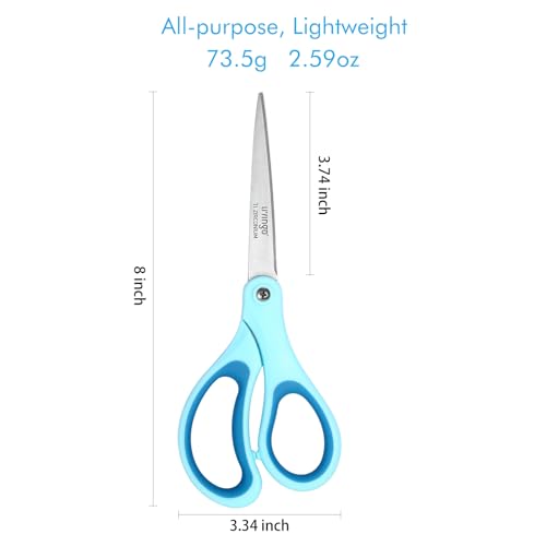 LIVINGO Scissors All Purpose - Titanium Coated Heavy Duty Sharp Stainless Steel Comfortable Shears for Office Home School Cutting Paper Fabric, Sky Blue & Pink & White, 3 Pieces - Image 2