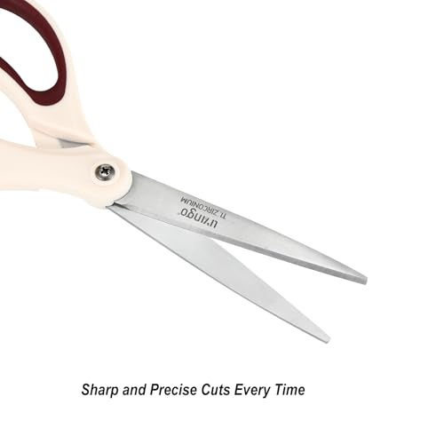 LIVINGO Scissors All Purpose - Titanium Coated Heavy Duty Sharp Stainless Steel Comfortable Shears for Office Home School Cutting Paper Fabric, Sky Blue & Pink & White, 3 Pieces - Image 4