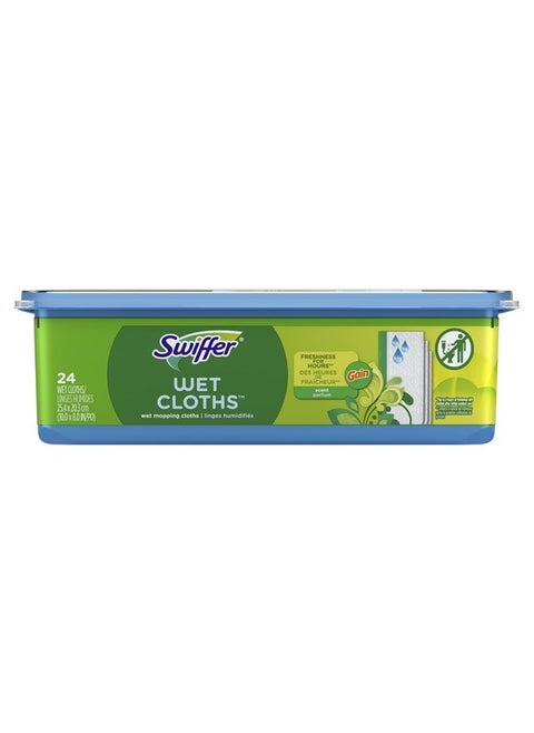 Sweeper Wet Mopping Cloths, Multi-Surface Floor Cleaner with Gain Original Scent, 24 Count (Pack of 1), (Packaging May Vary)