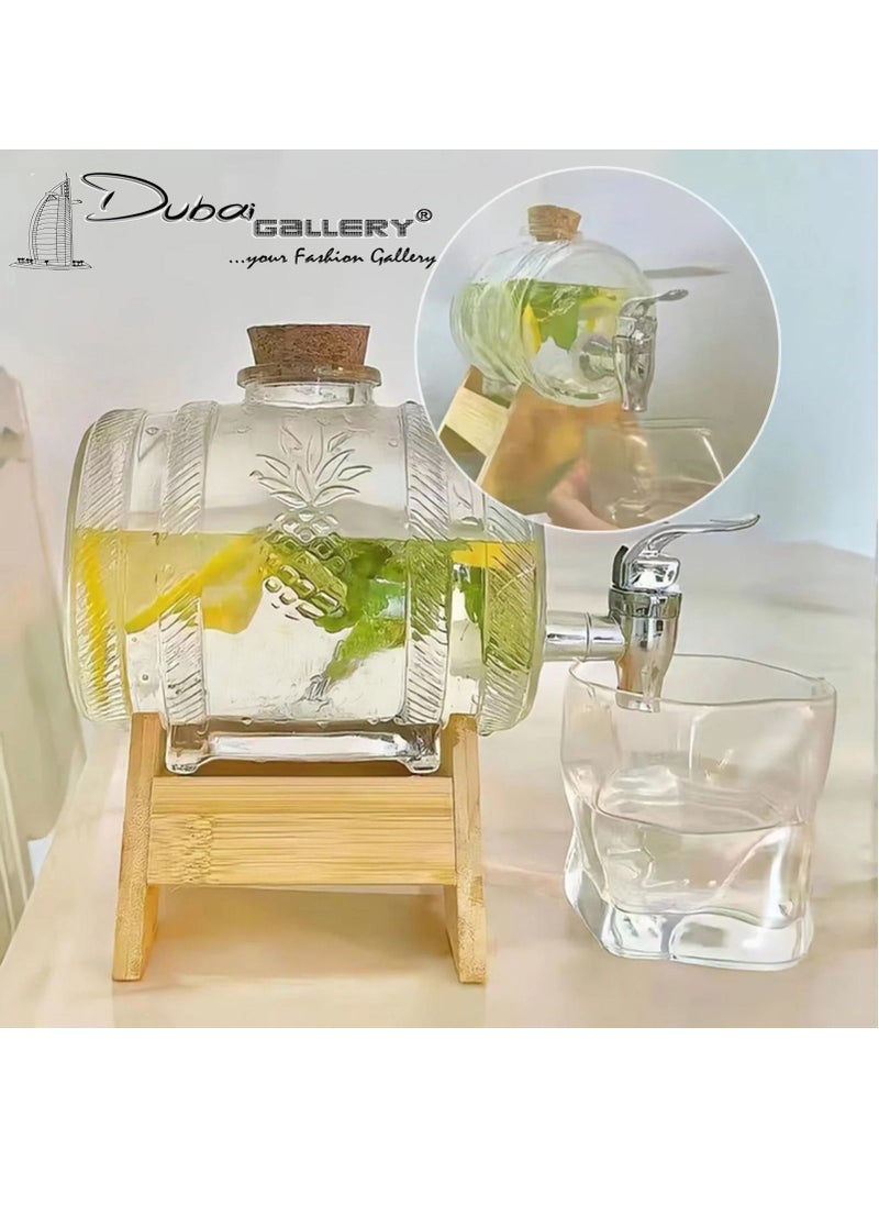 DubaiGallery - 1000ml Glass Wine Jar Sealed Wine Bottle with Spout Base Hip Flask for Brewing Red Wine Medicinal Liquor Wine Bottle - Image 1