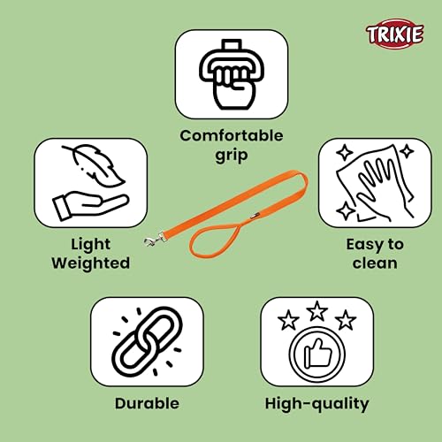 Trixie Premium Anti Slip Padded Handle Long Dog Leash Durable,Comfortable and High Strength Dog Training Leash for 10 kg or Less 3.93 ft./15 mm (XS-S, Papaya) - Image 3