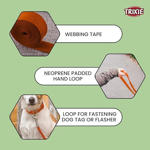 Trixie Premium Anti Slip Padded Handle Long Dog Leash Durable,Comfortable and High Strength Dog Training Leash for 10 kg or Less 3.93 ft./15 mm (XS-S, Papaya) - Image 4