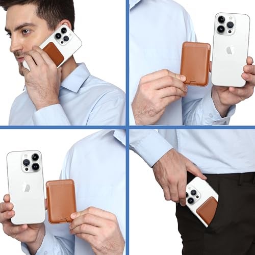 KRZNA Pro MagSafe Wallet Card Holder [ Ultra Strong Magnets ] [ Animation/Sound on Connect ] [ Haptics on Disconnect ] Compatible with Magsafe for iPhone 12 to 16 RFID Block - 13 Colours (Brown) - Image 5