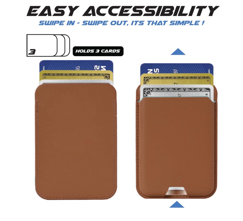 KRZNA Pro MagSafe Wallet Card Holder [ Ultra Strong Magnets ] [ Animation/Sound on Connect ] [ Haptics on Disconnect ] Compatible with Magsafe for iPhone 12 to 16 RFID Block - 13 Colours (Brown) - Image 3