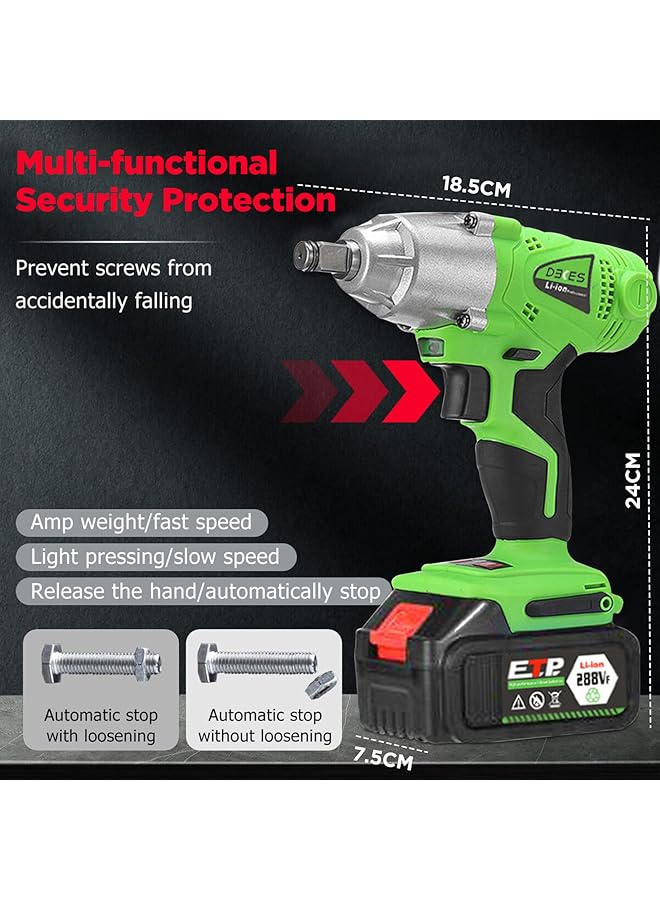 erorex Cordless Impact Wrench 1 2 Impact Gun W Battery And Charger Max Torque 320N.M 6Pcs Impact Driver Sockets Electric Impact Wrench Set W Variable Speed For Car Tires  - Image 2