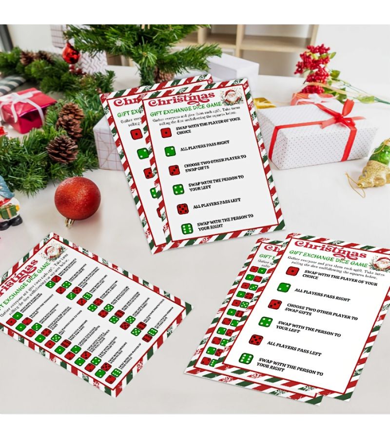 24pcs Christmas Dice Game Cards Party Icebreaker Gift Exchange Double Sided - Image 5