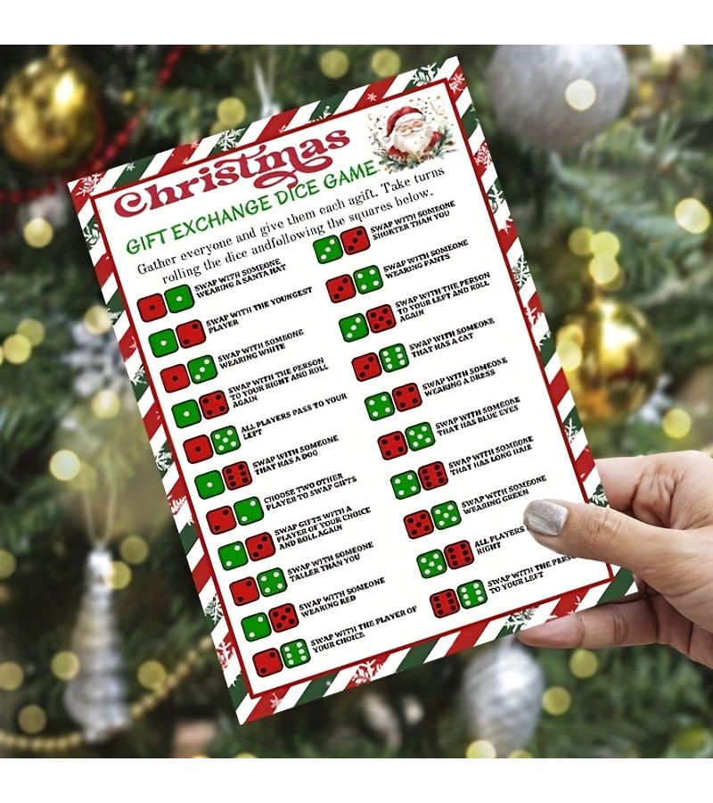 24pcs Christmas Dice Game Cards Party Icebreaker Gift Exchange Double Sided - Image 4