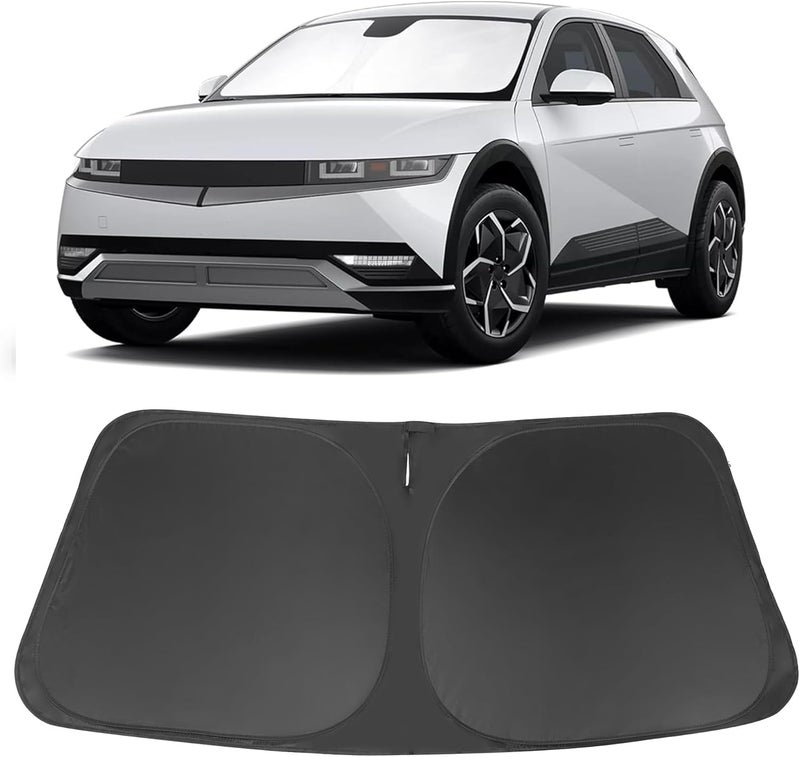LHFLIVE Windshield Sun Shade Custom Fit for 2022 2023 2024 2025 2026 Hyundai Ioniq 5 Accessories Foldable Sunshade Sun Blocker Protect Car from Sun Rays & Heat Damage Keep Car Cooler 34.5‘’x58.5‘’ - Image 1