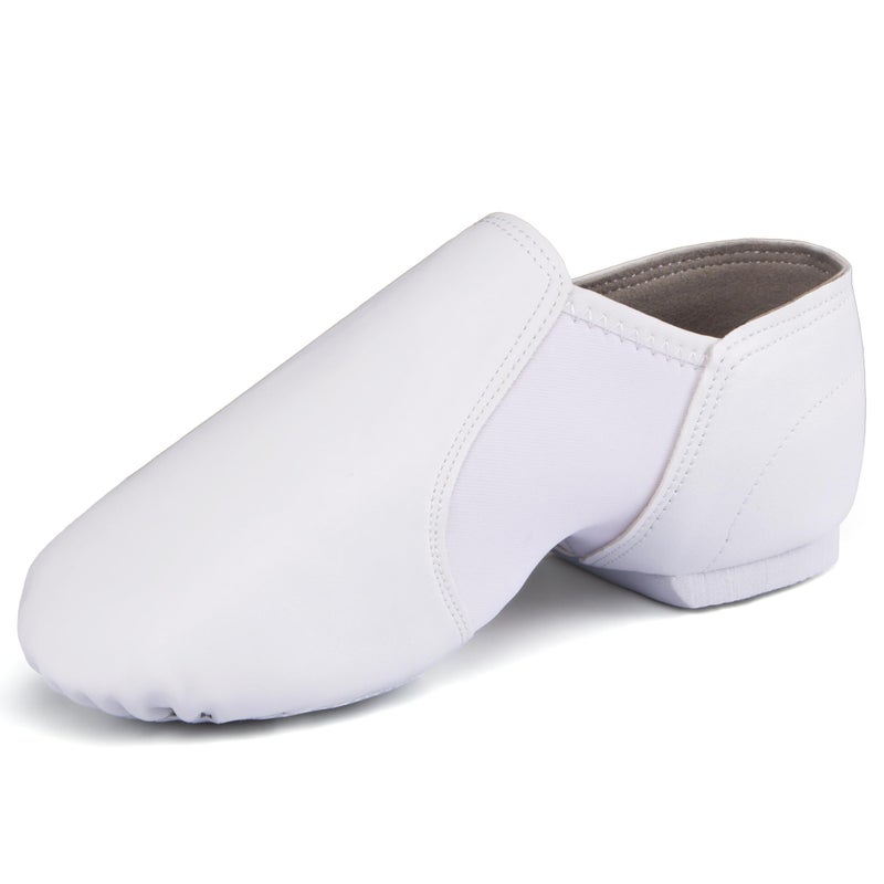 Linodes Unisex 006 PU Leather Upper Slip-on Jazz Shoe for Women and Men's Dance Shoes -White 6.5M - Image 1