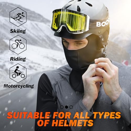 GXCROR Ski Mask Breathable Balaclava Windproof Winter Thermal Face Cover for Cold Weather Skiing Motorcycle for Men and Women Black - Image 4