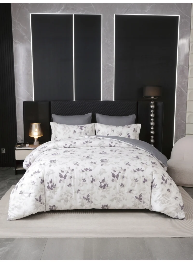 Printed Duvet Set, King Size Fits 200x200 cm - 6-Pcs Bed Set, Brushed Microfiber Fabric - 1 Duvet Cover, 1 Fitted Sheet, 2 Pillow Shams, 2 Pillowcases (Filler Not Included)