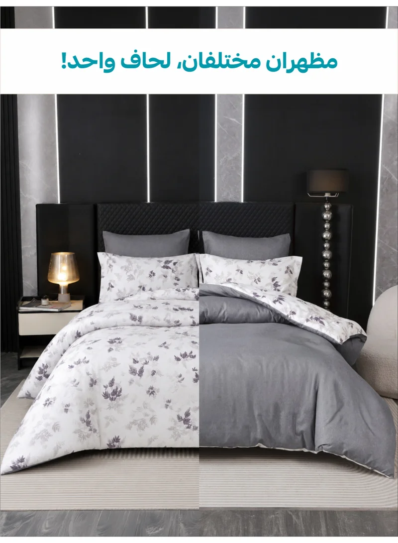 Donetella KING (200x200 cm) Printed Duvet Set, King Size Fits 200x200 cm - 6-Pcs Bed Set, Brushed Microfiber Fabric - 1 Duvet Cover, 1 Fitted Sheet, 2 Pillow Shams, 2 Pillowcases (Filler Not Included)  | Best Price UAE