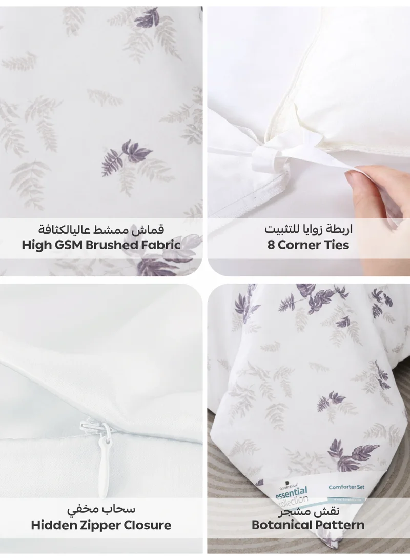 Donetella KING (200x200 cm) Printed Duvet Set, King Size Fits 200x200 cm - 6-Pcs Bed Set, Brushed Microfiber Fabric - 1 Duvet Cover, 1 Fitted Sheet, 2 Pillow Shams, 2 Pillowcases (Filler Not Included)  | Best Price UAE