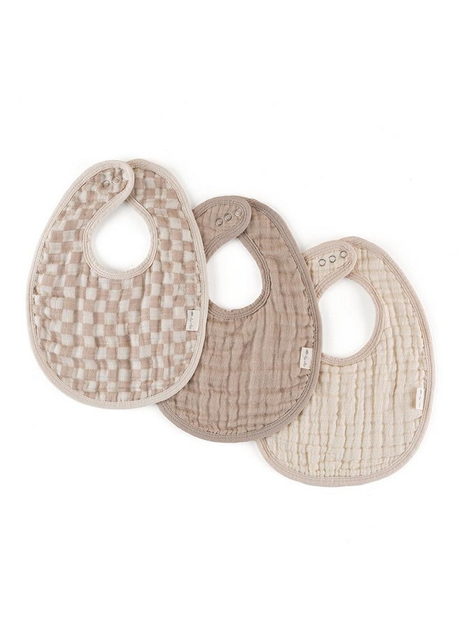 Itzy Ritzy Set of 3 Baby Bibs - Ultra-Soft Adjustable Infant & Toddler Bibs Made of Triple-Layer Cotton Muslin, Ideal for Drooling, Teething, & Eating -3 Stylish, Coordinating Prints (Checkerboard) - Image 1