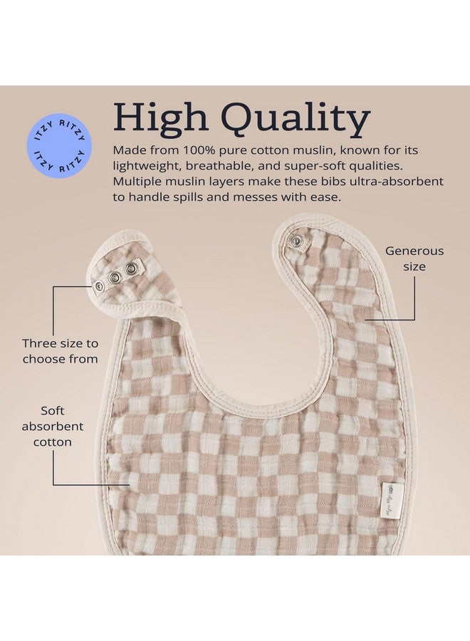 Itzy Ritzy Set of 3 Baby Bibs - Ultra-Soft Adjustable Infant & Toddler Bibs Made of Triple-Layer Cotton Muslin, Ideal for Drooling, Teething, & Eating -3 Stylish, Coordinating Prints (Checkerboard) - Image 5