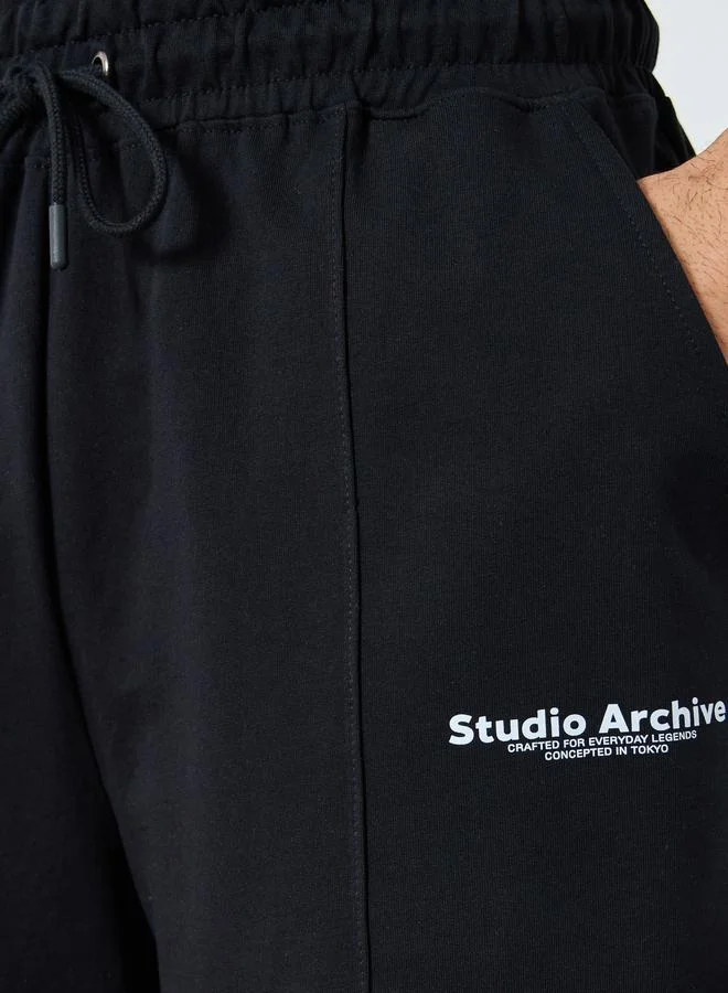 Styli Active Minimal Print Oversized Terry Shorts