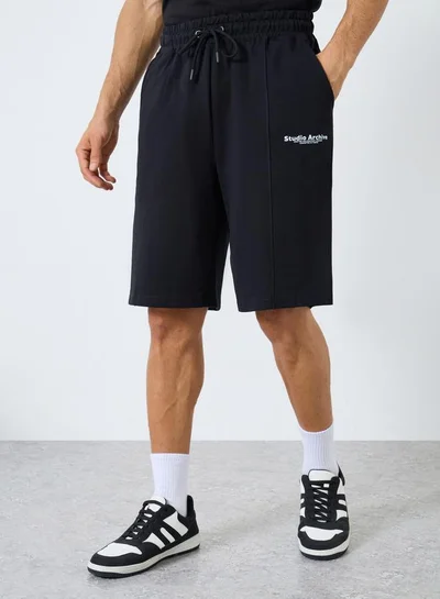 Styli Active Minimal Print Oversized Terry Shorts