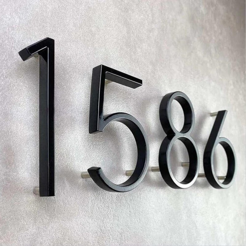 BVNUD 5 Inch Stainless Steel Floating House Number, Metal Modern House Numbers, for Outdoor Mailbox Yard Home Wall DoorGarage Gate with Nail Kit, Coated Black, 911 Visibility Signage - Image 3