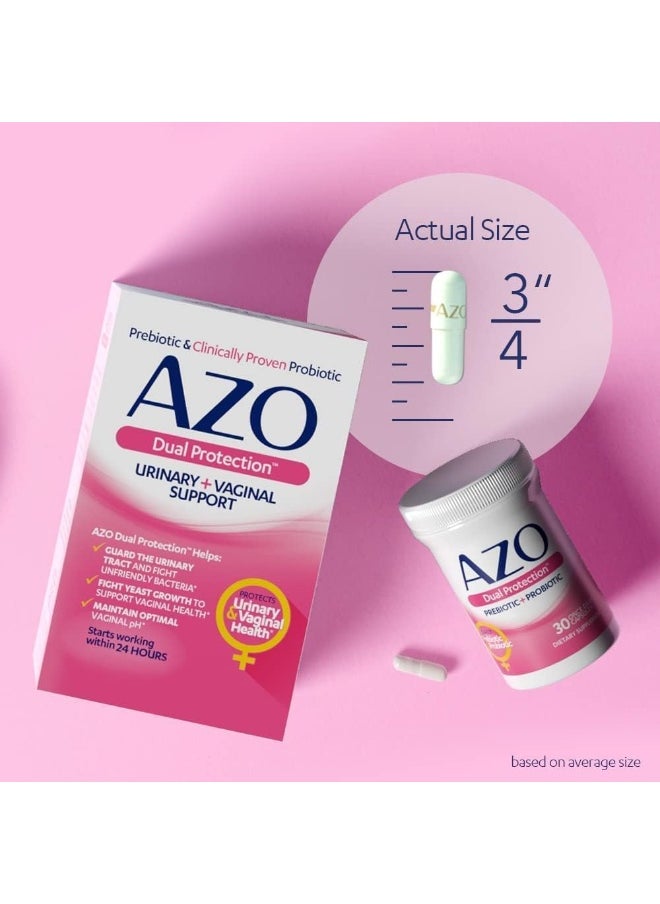 AZO - Dual Protection | Urinary + Vaginal Support* | Prebiotic Plus Clinically Proven Women'S Probiotic | Starts Working Within 24 Hours | Non-Gmo | 30 Count - Image 1