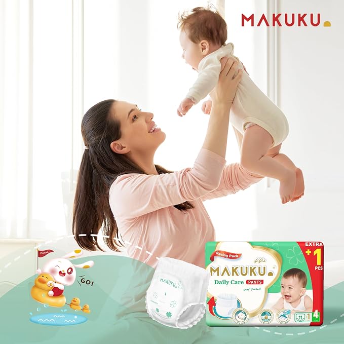 Makuku Daily Care Pants Diapers Savings Pack - Size 4 (9-14kg) | 7-11 months | 192 Pieces - Image 2