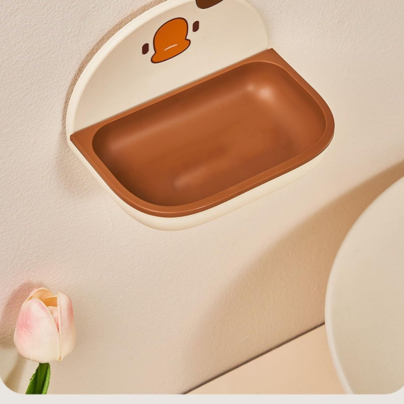 Cartoon Plastic Wall Mounted Soap Dish Holder Self Draining For Bathroom Kitchen - Image 3