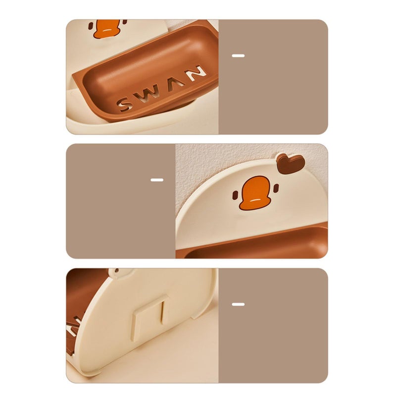 Cartoon Plastic Wall Mounted Soap Dish Holder Self Draining For Bathroom Kitchen - Image 5