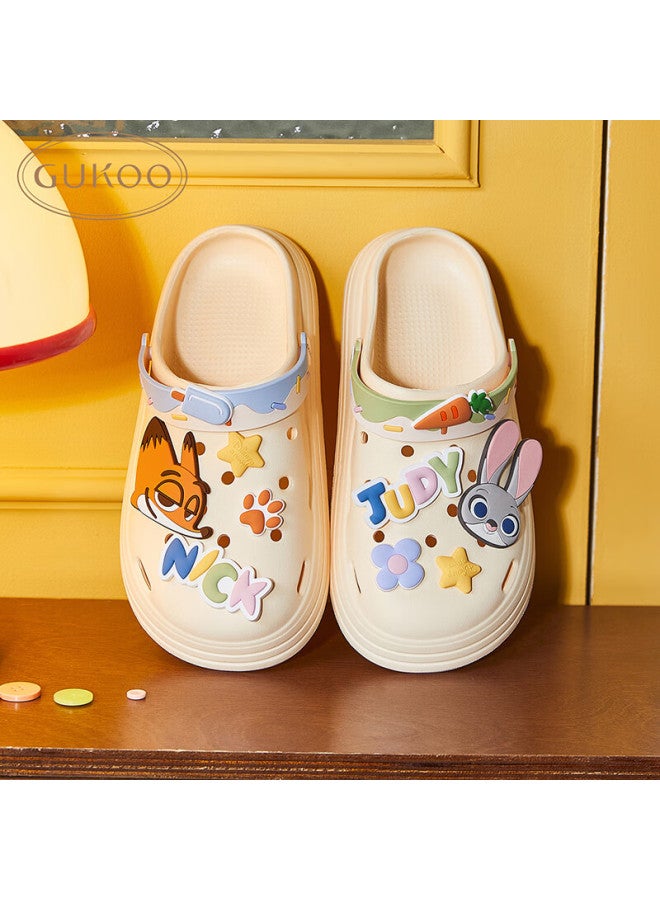 Gukoo Women's Summer Crazy Animal City Hole Shoes Home Wearable Non-slip Thick-soled Beach Shoes Milky White 35-36 - Image 4