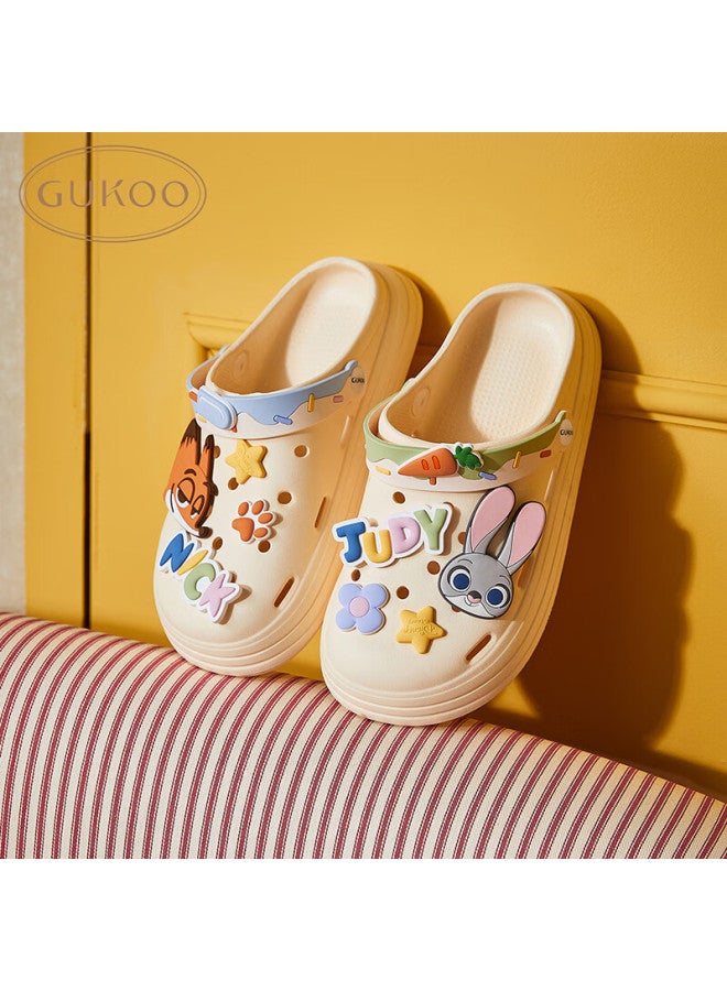Gukoo Women's Summer Crazy Animal City Hole Shoes Home Wearable Non-slip Thick-soled Beach Shoes Milky White 35-36 - Image 2