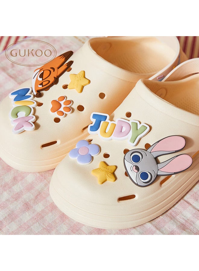 Gukoo Women's Summer Crazy Animal City Hole Shoes Home Wearable Non-slip Thick-soled Beach Shoes Milky White 35-36 - Image 3