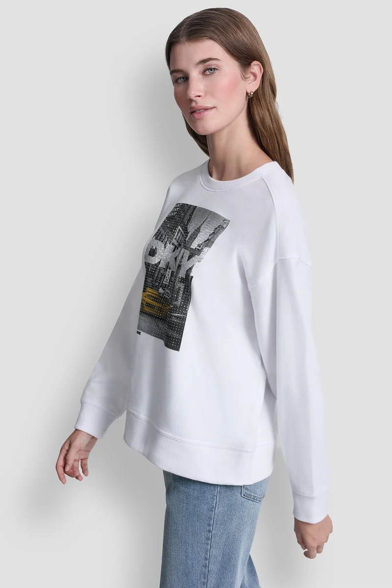 د ك ن ي DKNY RHINESTONE TAXI TOP