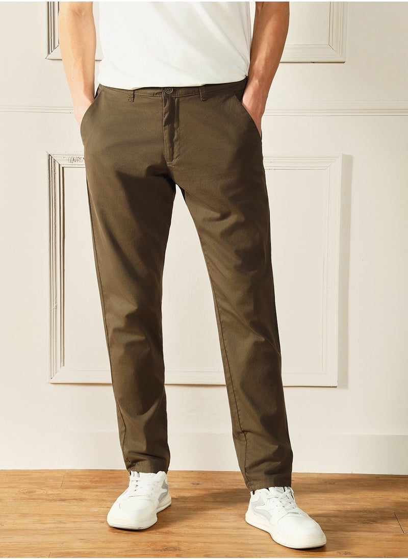 Dennis Lingo Forest Green Chinos for Men - Slim Fit, Trendy, 100% Cotton  - Image 2