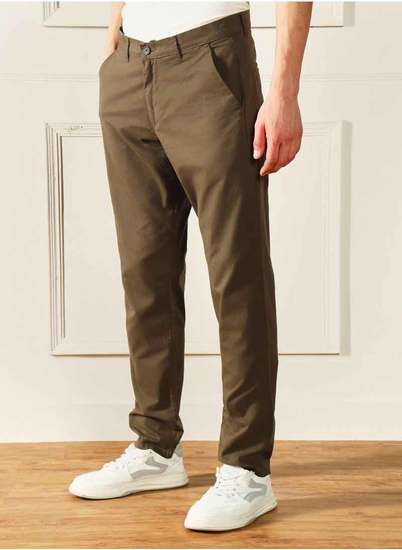 Dennis Lingo Forest Green Chinos for Men - Slim Fit, Trendy, 100% Cotton  - Image 3