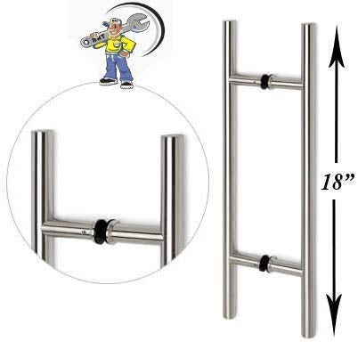 BOSNEY implemental Bosney Stainless Steel H Type Glass Door Pipe Pull Handle Silver 2T 10 inch - Image 3