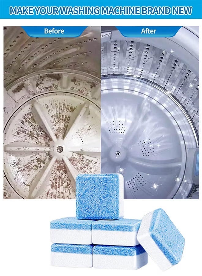 oradess 12PCS Washing Machine Cleaner Tablets Descaler, Laundry Machine Effervescent Tablets, Washing Machine Cleaner Descaling Agent, Deep Cleaning Tablets, Solid Deep Cleaning Deodorizer Suitable for Washing Machine Cleaning/Sterilization/Dirt removal - Image 4