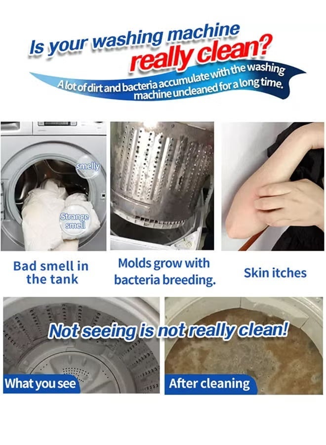 oradess 12PCS Washing Machine Cleaner Tablets Descaler, Laundry Machine Effervescent Tablets, Washing Machine Cleaner Descaling Agent, Deep Cleaning Tablets, Solid Deep Cleaning Deodorizer Suitable for Washing Machine Cleaning/Sterilization/Dirt removal - Image 2