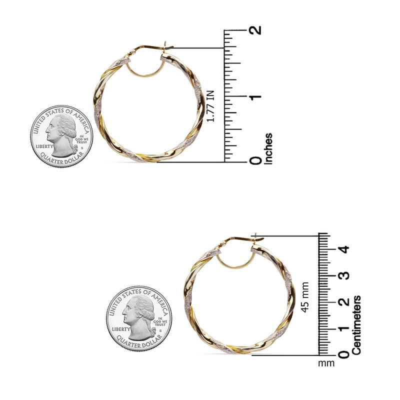 LeCalla 925 Sterling Silver Earring Hoops Jewelry 14K Gold-Plated Two-Tone Light-Weight Italian Design Large Hoop Earrings for Women - 45MM - Image 4