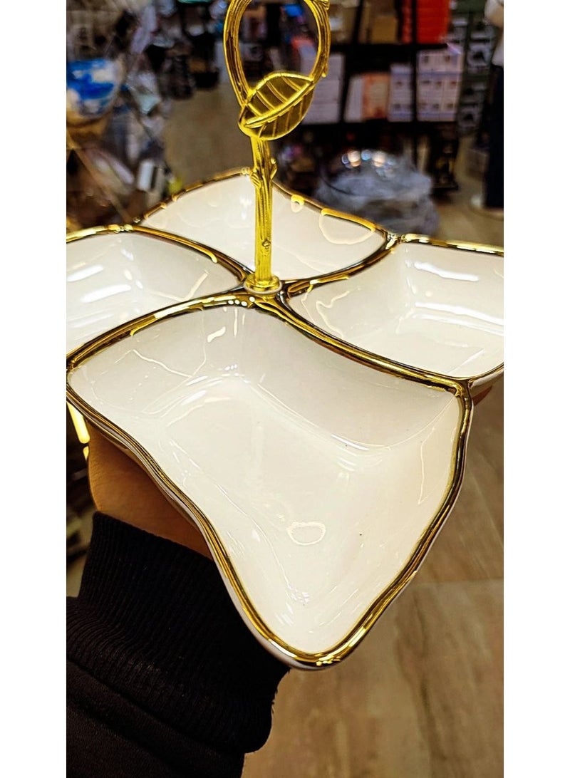 بونبونيرة طبق تسالي  بورسلين  بيد نحاس