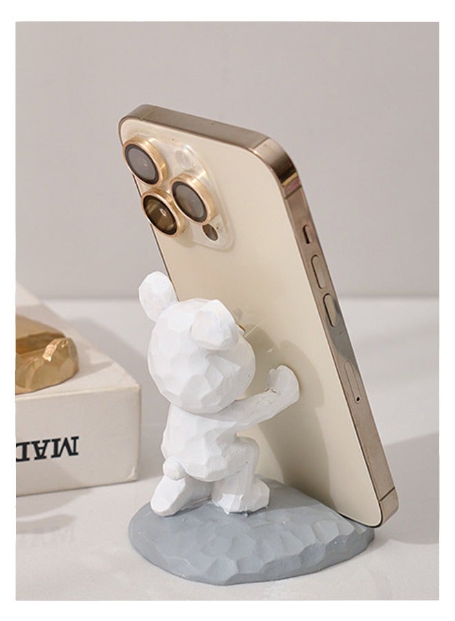 Mobile Holder,Gloomy Bear Cute Phone Stand Home Office Desk Decor Compatible with all Smartphones Resin White Kung Fu  - Image 4