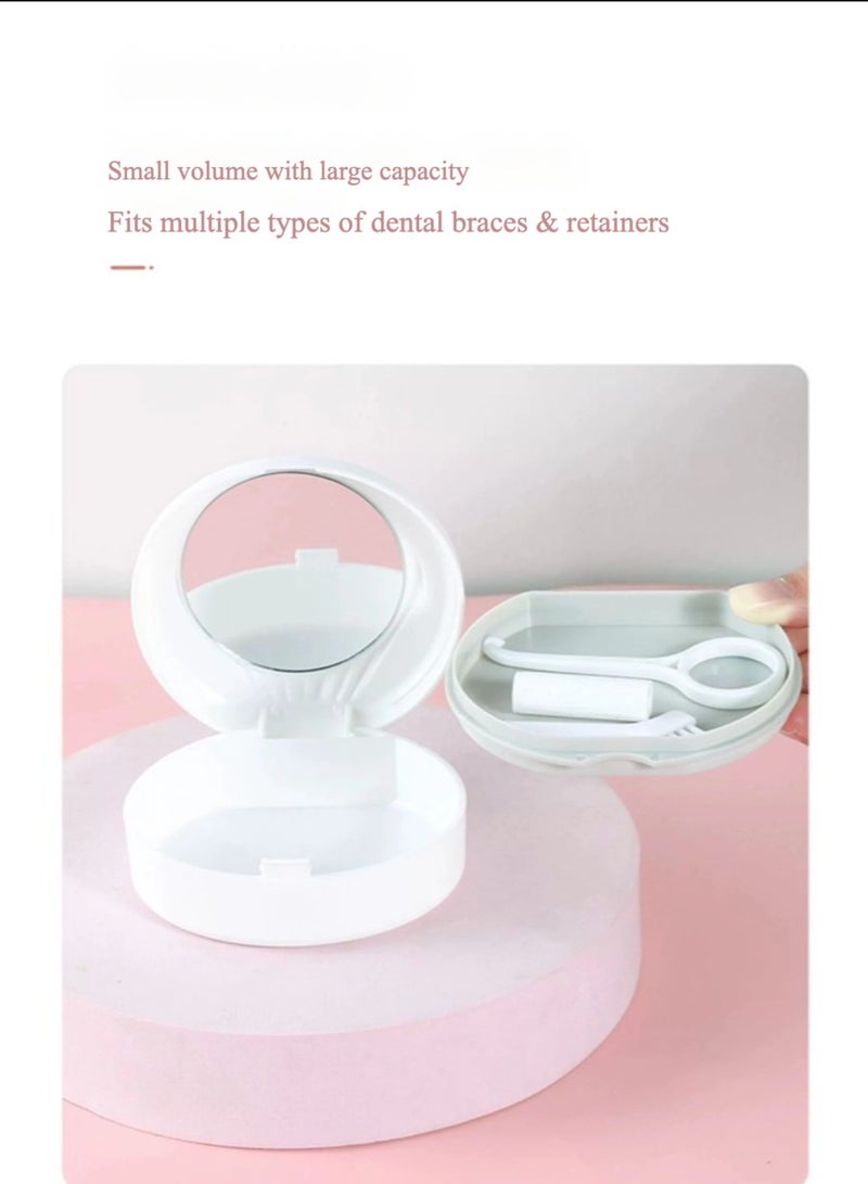 Generic Orthodontic Retainer Box & Case for Dentures, Magnetic Closure Hinged Lid, Portable Slim Night Guard Case, Easy to Clean Aligner Case, Color White & Grey  - Image 4