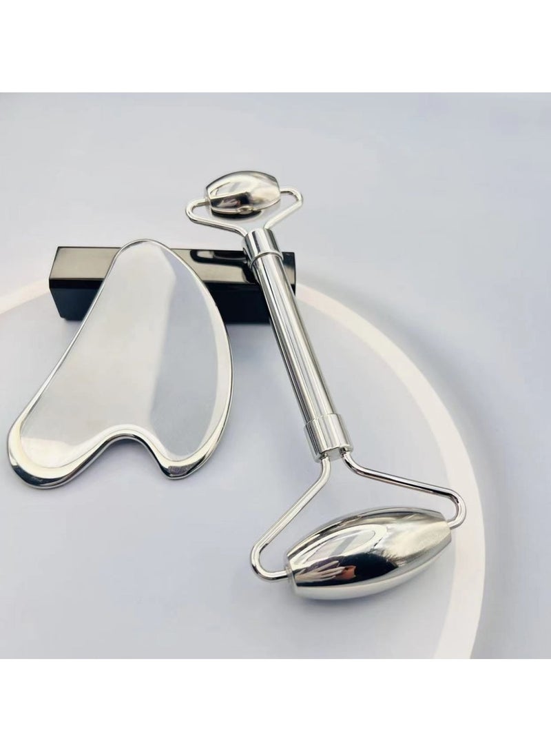 مجموعة أدوات كاشط الغوا شا المصنوعة من الفولاذ المقاوم للصدأ النقي وأداة تدليك الوجه للوجه والعين والرقبة - Image 2