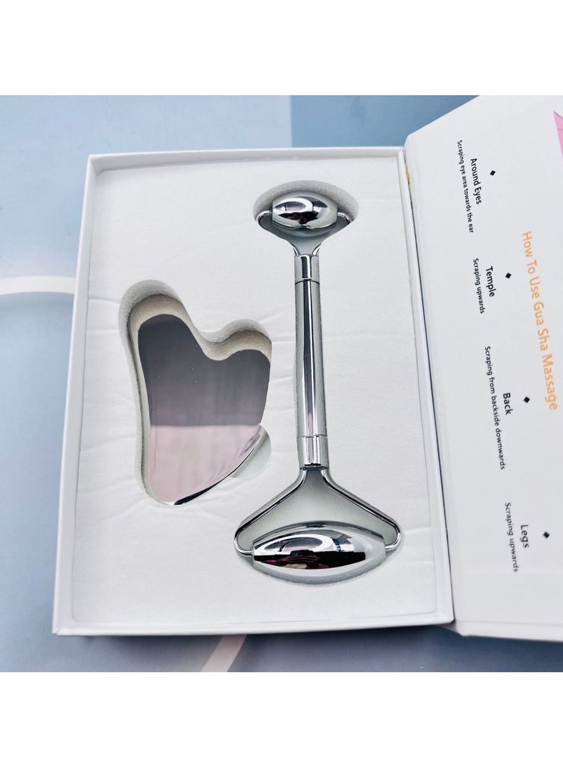 مجموعة أدوات كاشط الغوا شا المصنوعة من الفولاذ المقاوم للصدأ النقي وأداة تدليك الوجه للوجه والعين والرقبة - Image 5