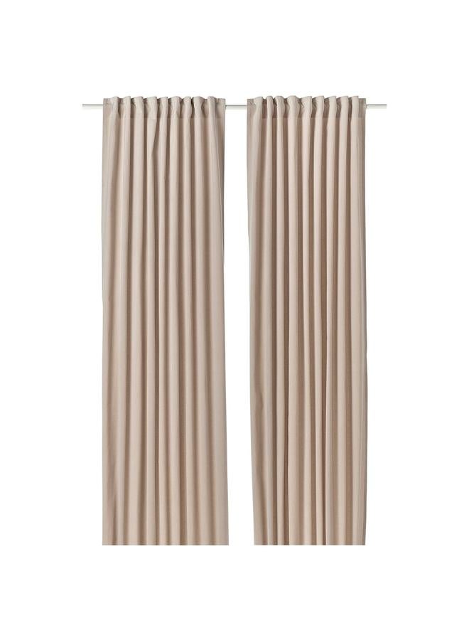 erorex Curtains, 1 pair, light beige/with heading tape, 140x300 cm - Image 1
