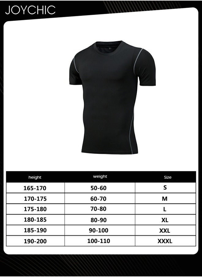 Joychic Sports Men's Quick-drying High-elastic Tights Fitness Short-sleeved Basketball Running Training T-shirt for All Seasons Black  - Image 4