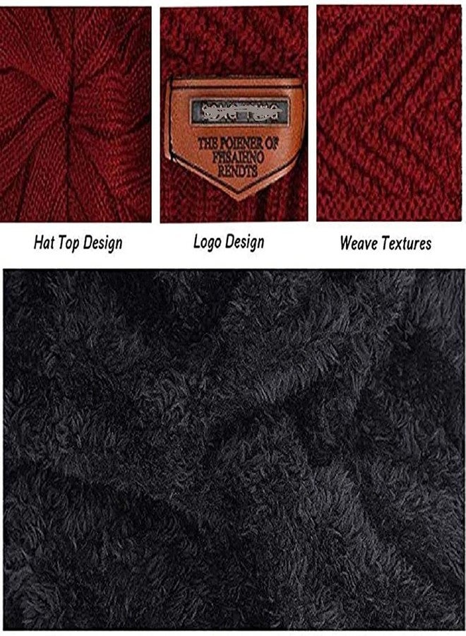 EMPOISON Kids Warm Winter Beanie Hat & Scarf Set for Boys Girls. Stylish Knit Skull Cap with Fleece Lining, Cold Snow Knit Cap, Air Proof Cap, Ear Warmer cap, for for 8 Years and Up (Maroon) - Image 5