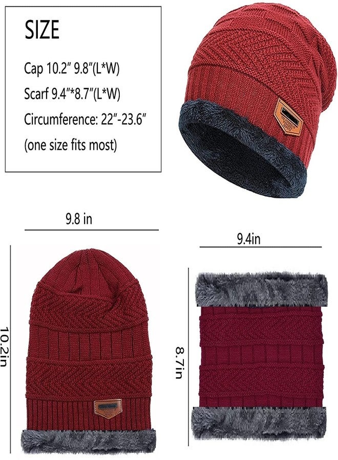 EMPOISON Kids Warm Winter Beanie Hat & Scarf Set for Boys Girls. Stylish Knit Skull Cap with Fleece Lining, Cold Snow Knit Cap, Air Proof Cap, Ear Warmer cap, for for 8 Years and Up (Maroon) - Image 2