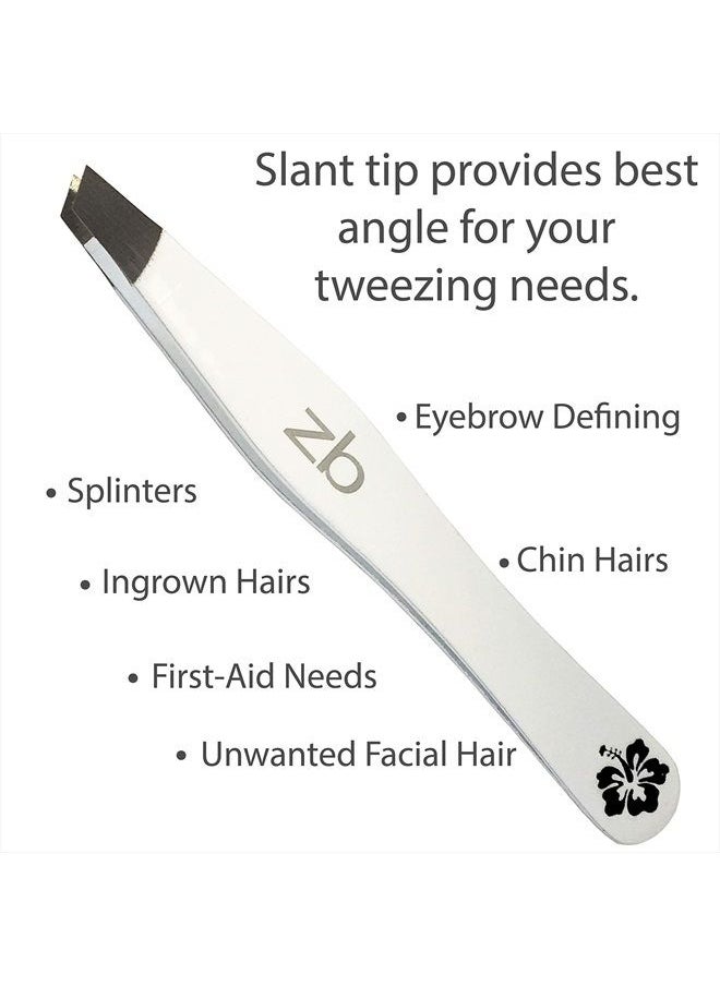 Zizzili Basics - Tweezers - Special Edition Aloha Slant Tip Tweezer - Best Tweezers for Eyebrow, Facial Hair Removal and Your Precision Needs - Image 1