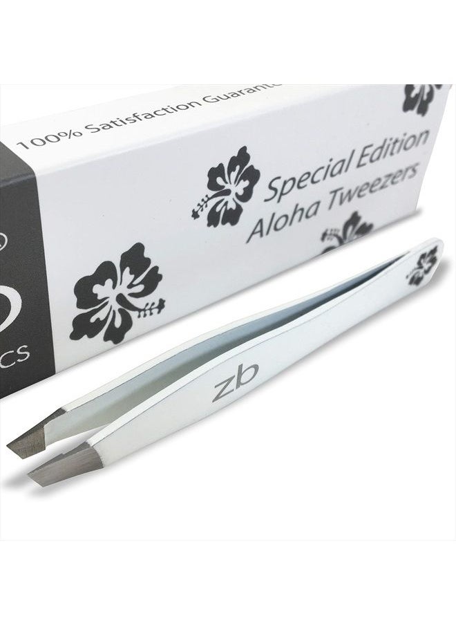 Zizzili Basics - Tweezers - Special Edition Aloha Slant Tip Tweezer - Best Tweezers for Eyebrow, Facial Hair Removal and Your Precision Needs - Image 1