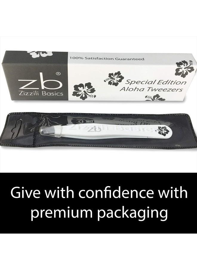 Zizzili Basics - Tweezers - Special Edition Aloha Slant Tip Tweezer - Best Tweezers for Eyebrow, Facial Hair Removal and Your Precision Needs - Image 1