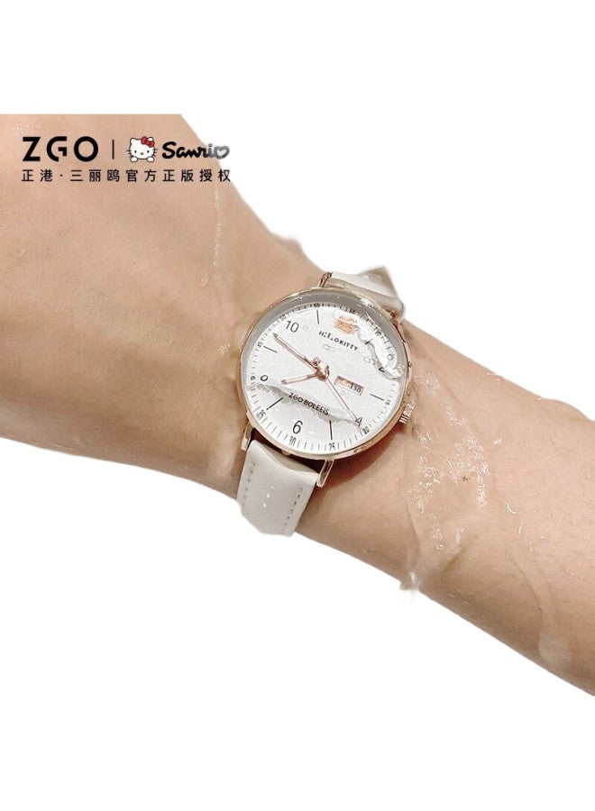 ZGO ساعة سانريو للطالبات، ساعة امتحانات للمدارس المتوسطة والثانوية، ساعة معصم عصرية بتقويم مزدوج للبنات، 2092 - Image 1