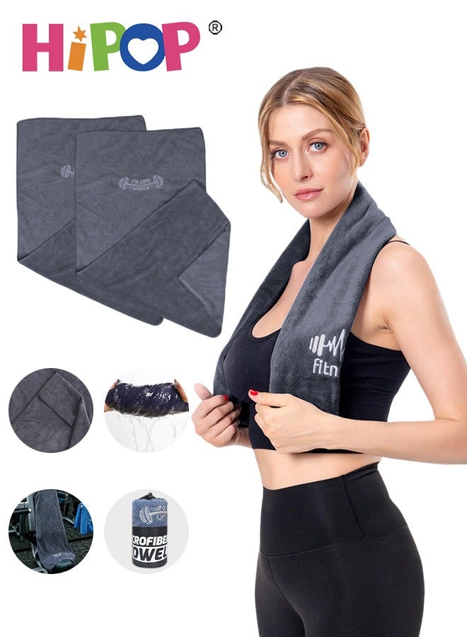 هيبوب عبوتان من مناشف الجيم ميكروفايبر، منشفة رياضية سريعة الجفاف مع حقيبة تخزين، مناشف رياضية فائقة الامتصاص للياقة البدنية، خفيفة الوزن ومضغوطة، 42 × 95 سم. - Image 1